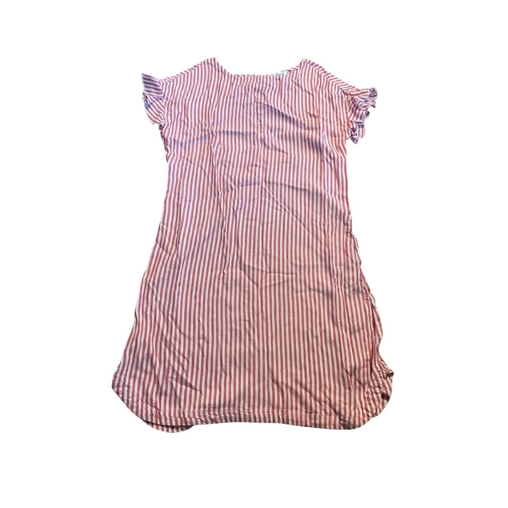 Beachlunchlounge Red White Striped Ruffle Sleeve Shift Dress Womens XS Tencel